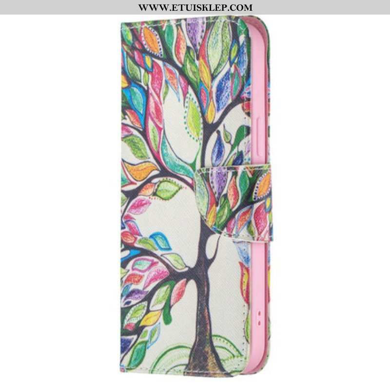 Etui Folio do iPhone 13 Pro Max Kolorowe Drzewo